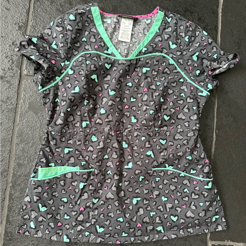 HeartSoul Gray Scrub Top with Heart Accents